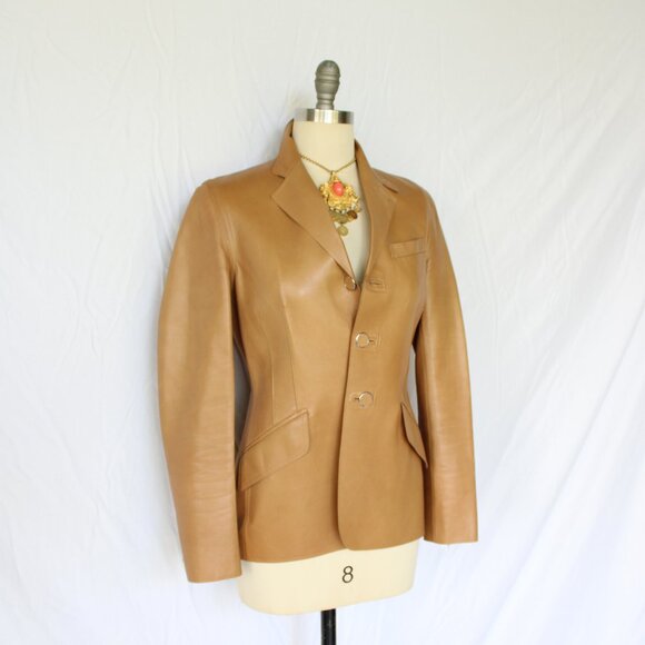RALPH LAUREN black label Collection leather tan Blazer sports coat Dress Jacket - Picture 6 of 10
